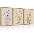 thumbnail image 1 of SHENIFY Vintage Wildflower Bouquet Wall Art Color Botanical Flower Decor Artwork Prints Rustic Living Room Office 11x14in3pcs Natural Framed, 1 of 7