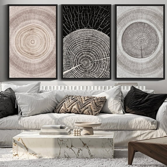 SHENIFY large 24x36in3pcs Black Framed Cloudy Ocean Natural Wall Decor Sea Wall Art Vintage Landscape Modern Painting Artwork for Living Room Bedroom