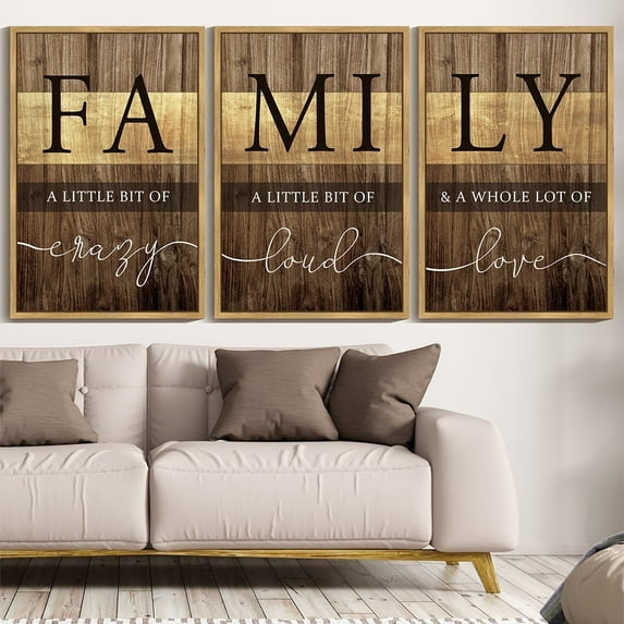 SHENIFY large 24x36in3pcs Natural Framed Home Family Wall Decor Farmhouse Sign Wall Hanging Decor Rustic Netural Quotes Prints Artwork for Home Dining Room Kitchen