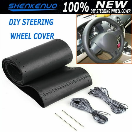 SHENKENU 15" New Black Genuine Leather Car Steering Wheel Cover FOR Chevrolet Avalanche