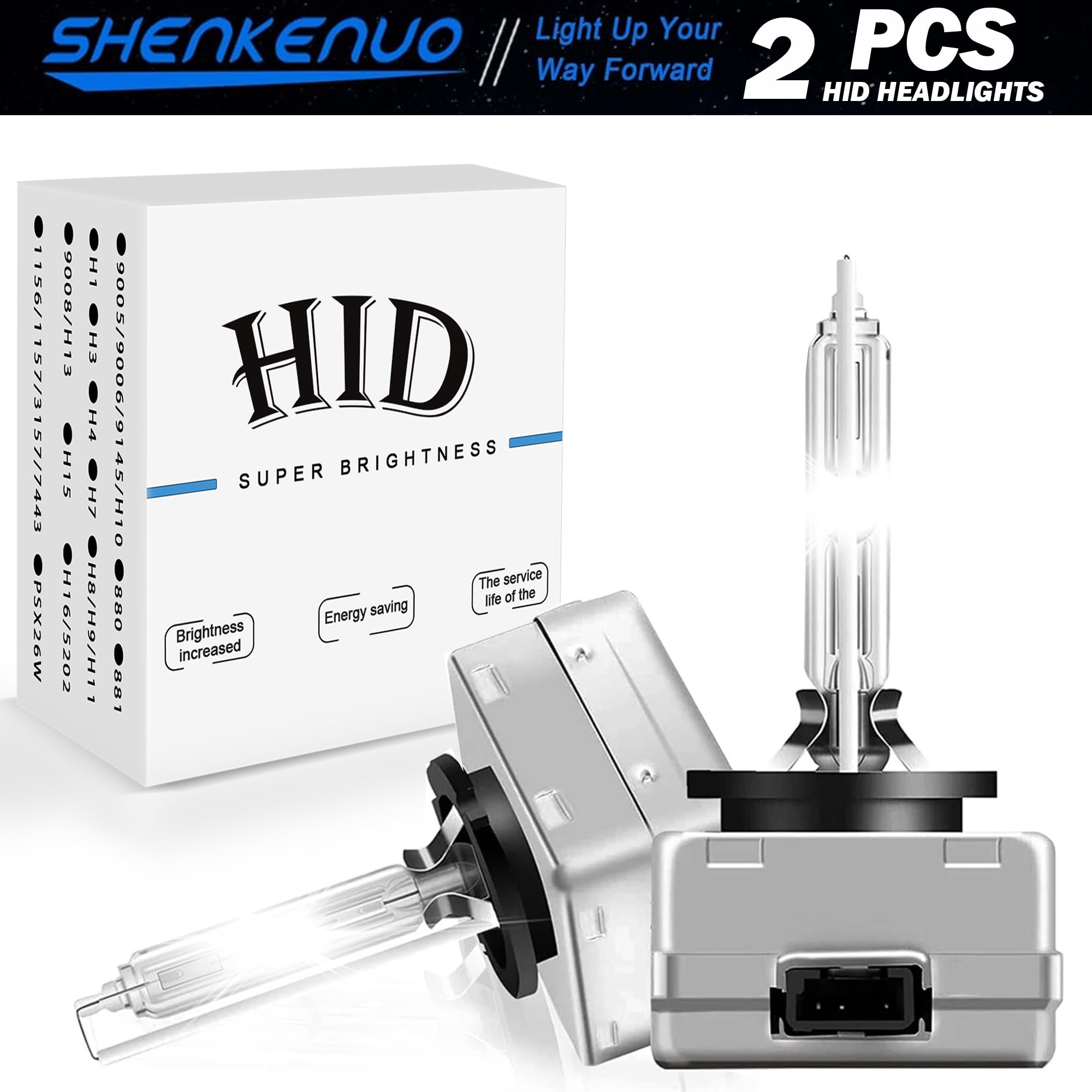 SHENKENU D3S HID Headlight Bulbs 6000K Cool White 35W Replacement 66340 42403 42302 Headlamp - 2PCS