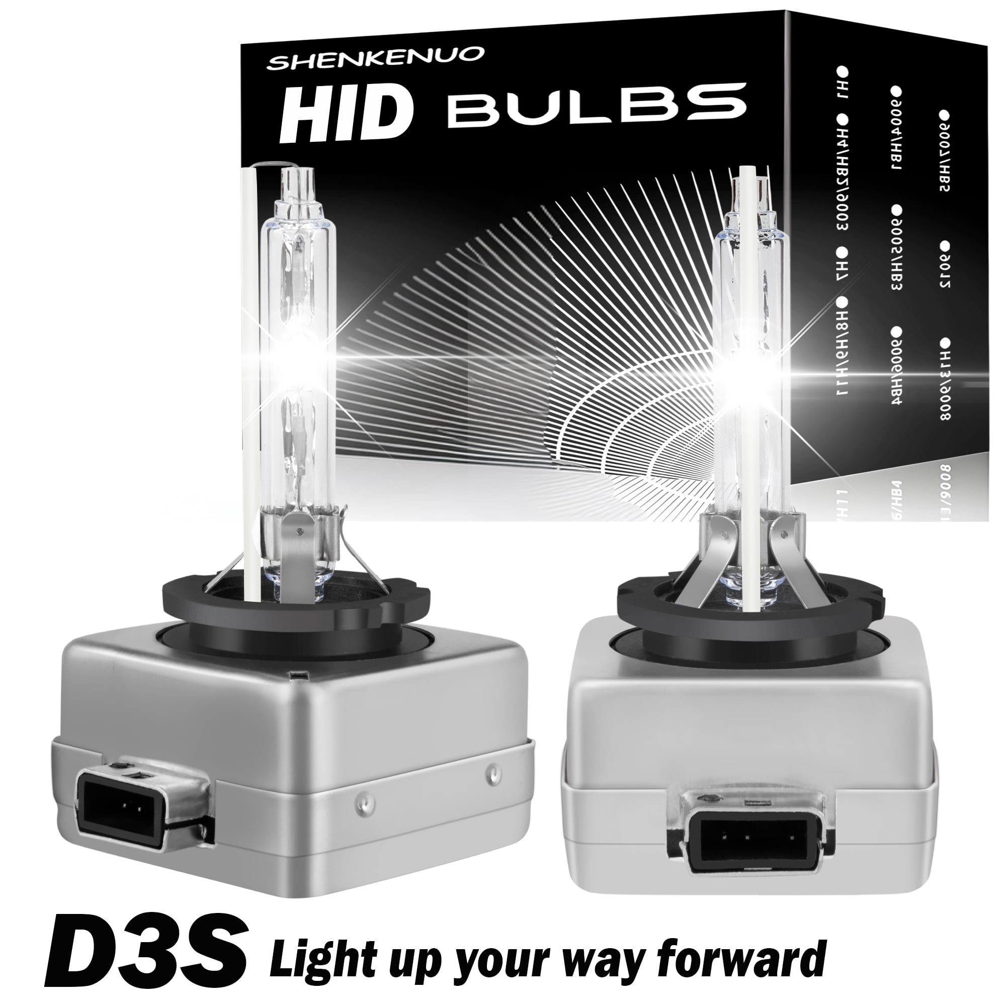 SHENKENU D3S HID Headlight Bulbs Xenon Replacement Bulbs for 12V Car, 6000K Diamond White, High/Low Beam, 66340 66340HBI 42403 42302, 2PCS