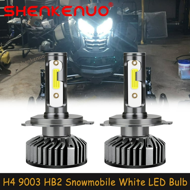 SHENKENUO 2X H4 Bright White LED Headlight Bulbs for Ski Doo