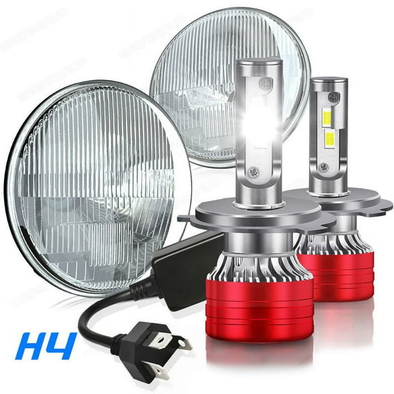 SHENKENUO 7" inch Round LED Headlights Hi-Lo For Jeep Wrangler JK TJ CJ LJ Pair