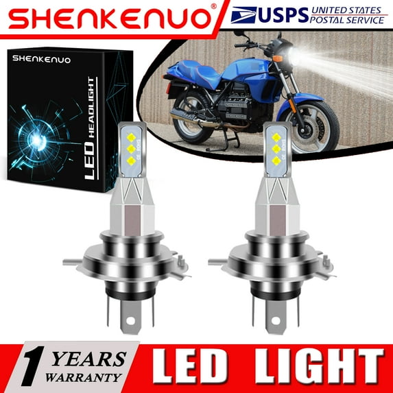 SHENKENUO For BMW K75 1986-1995 2X 9003 H4 LED Headlights Bulbs 55W High Power 6000K White,Pack of 2,C70