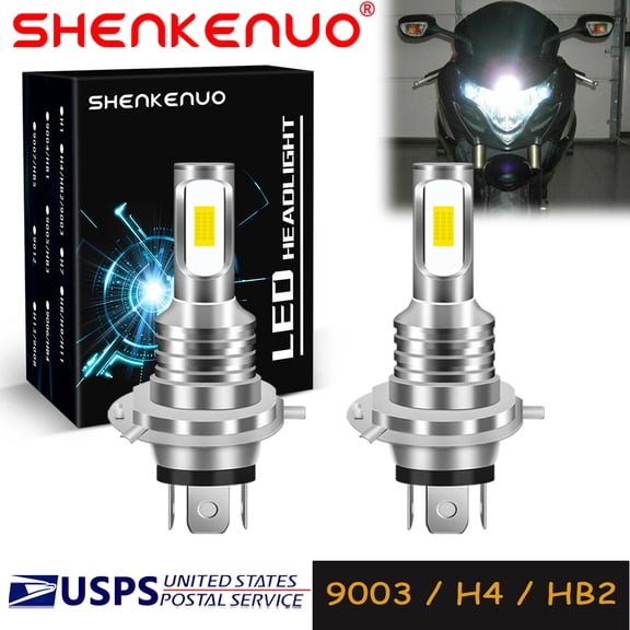 SHENKENUO For BMW R100 R850C R850R - 2X 9003 H4 LED Headlights Bulbs 55W 6000K White YTB,Motorcycle Light,Pack of 2,C137