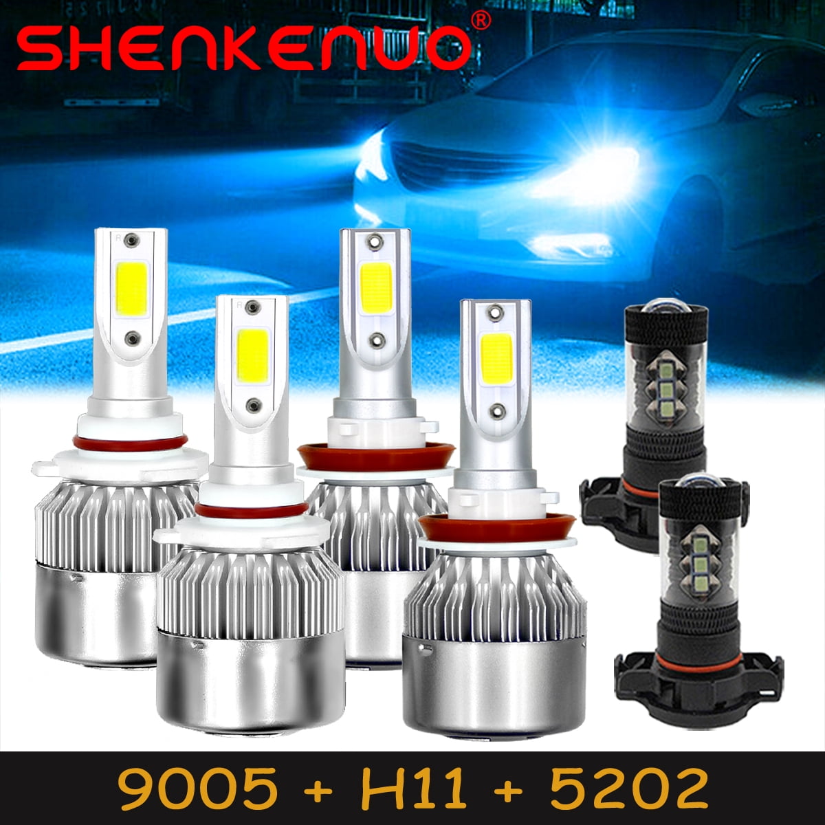 SHENKENUO For Chevy Silverado 1500 2500 HD 2007-2019 LED Headlight Fog ...