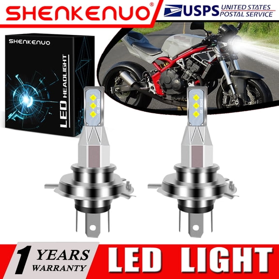 SHENKENUO For Honda CB-1 CB400F 1989-1990 2X 9003 H4 LED Headlights Bulbs 55W 6000K White,Pack of 2,C141