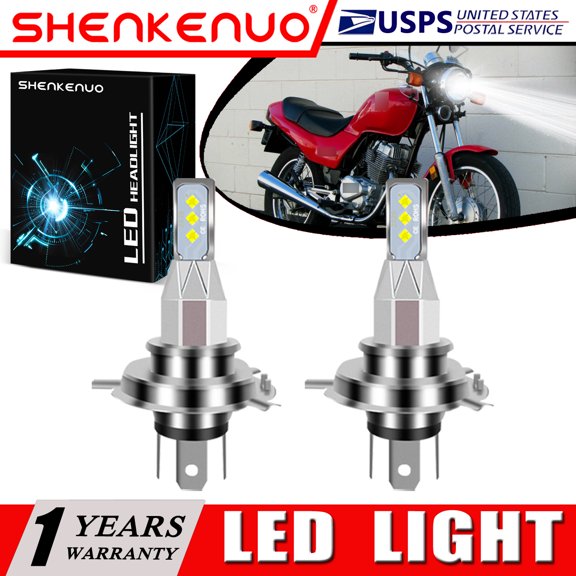 SHENKENUO For Honda CB250 Nighthawk 2001-2008 9003 H4 LED Headlights Bulb High Power White,Pack of 2,C152