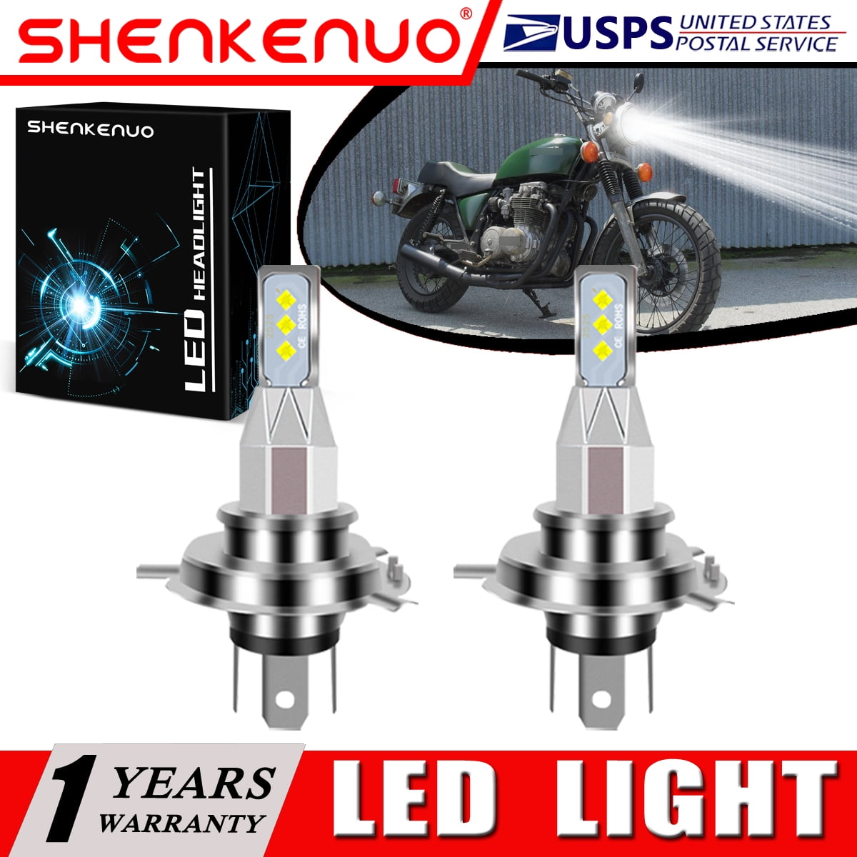 SHENKENUO For Honda CB650/C CB650SC Nighthawk 9003 H4 LED Headlights ...