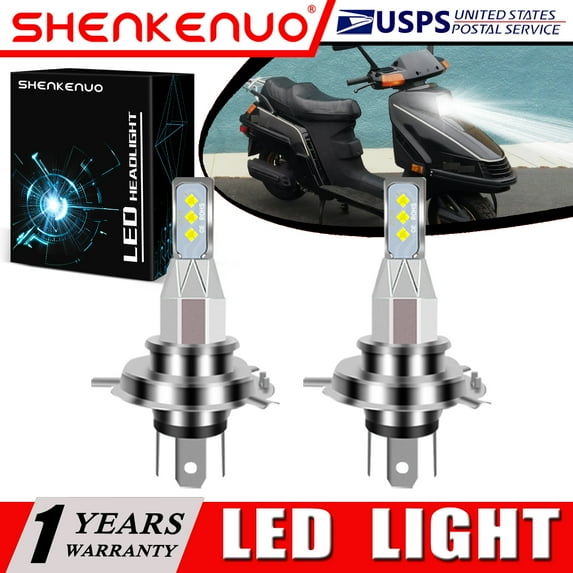 SHENKENUO For Honda CH80 Elite 1985-2007 2X HS1 9003 LED Headlights Bulbs High Power White,Pack of 2,C61
