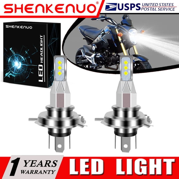 SHENKENUO For Honda Grom 125 2014-2015 2X HS1 9003 H4 LED Headlights Bulbs 55W 6000K White,Pack of 2,C139