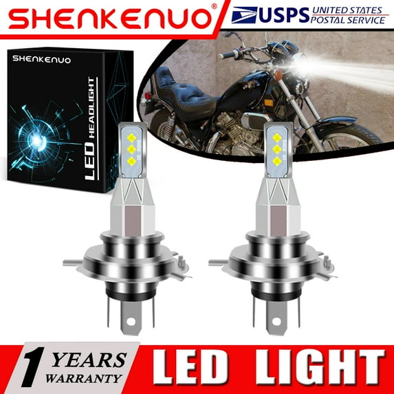 SHENKENUO For Kawasaki Vulcan VN 750 800 900 1500 1600 1700 2000 2x White H4 LED Headlight,Pack of 2,C163