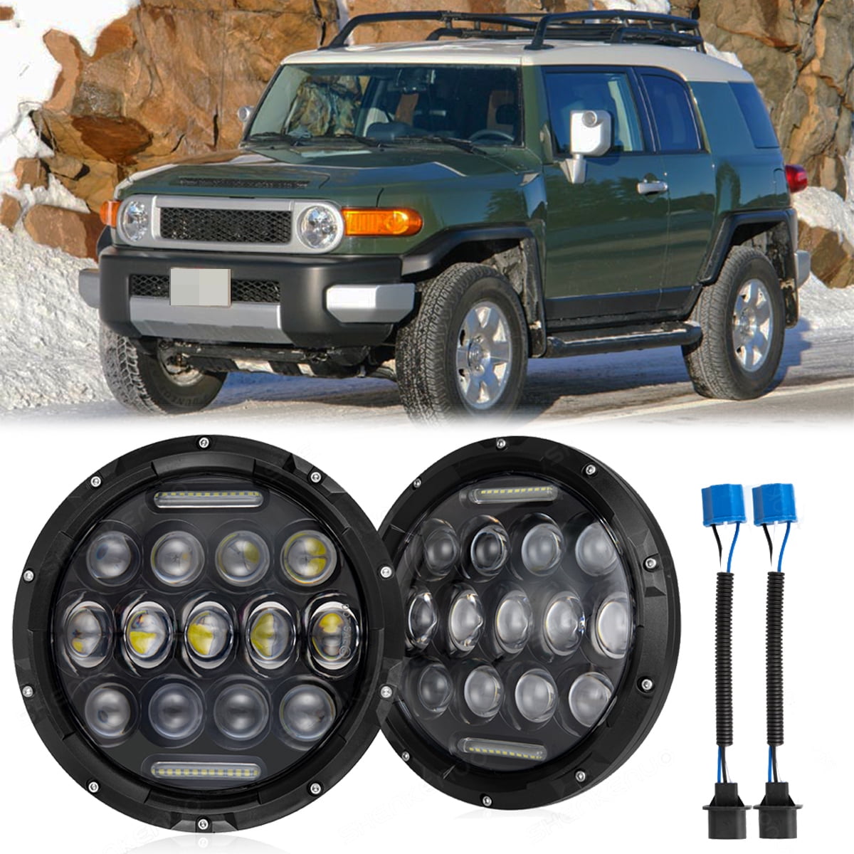 SHENKENUO For Toyota FJ Cruiser 2007-2014 Pair 7'' Inch Round LED ...