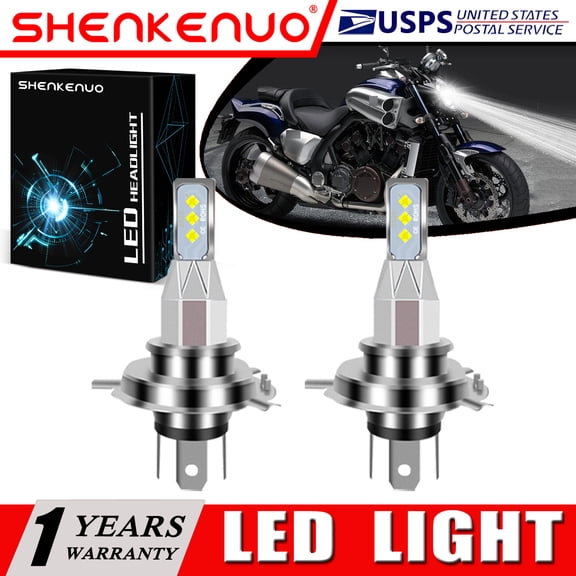 SHENKENUO For Yamaha Vmax VMX540 VMX1200 VMX1700 2X 9003 H4 LED Headlight Bulb 6000K White,Pack of 2,C108