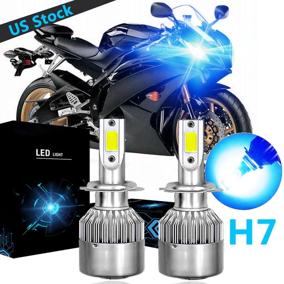 SHENKENUO For Yamaha YZF-R6 2003-2015,For Yamaha YZF-R1 2007-2014 - LED Headlights Bulbs,H7,8000K Ice Blue,Pack of 2,C13
