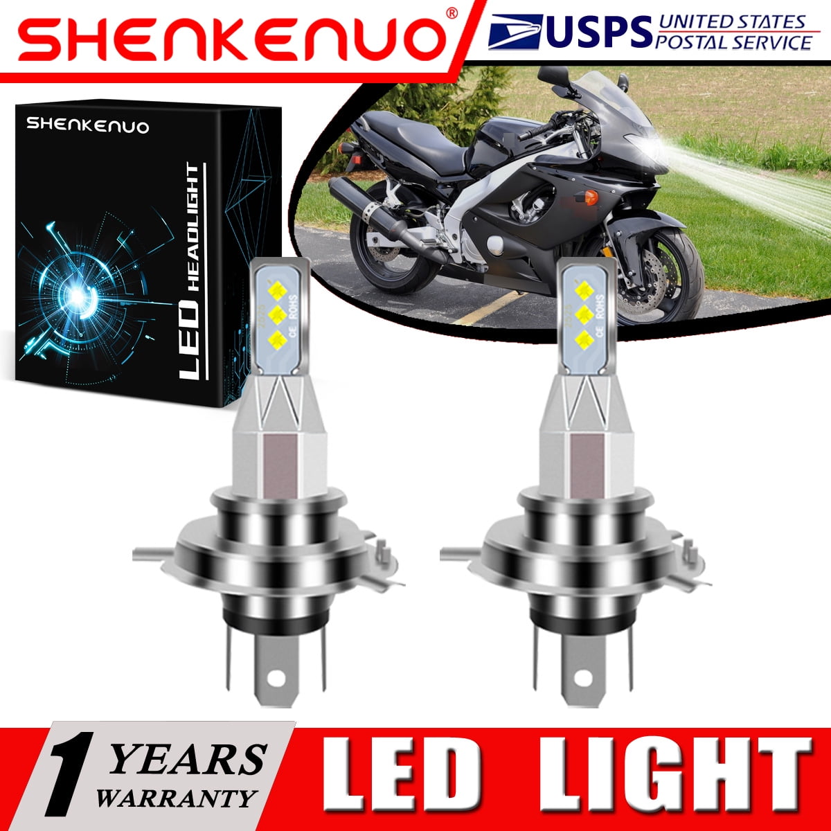 9003 H4 HB2 LED Motorcycle Headlight Bulb HID Hi/Low Beam 6000K Power