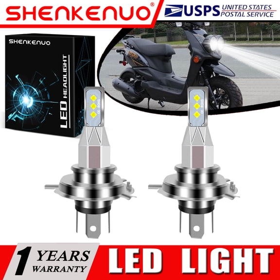 SHENKENUO For Yamaha Zuma YW50 YW50F YW50FX 2X HS1 9003 H4 LED Headlights Bulb 6000K White,Pack of 2,C96
