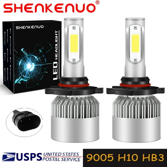 SHENKENUO HB3/9005 Luces Fuertes Para Auto Coche Luz Carro Bulbs LED Super Blanco 6000K S2,Pack of 2,C02