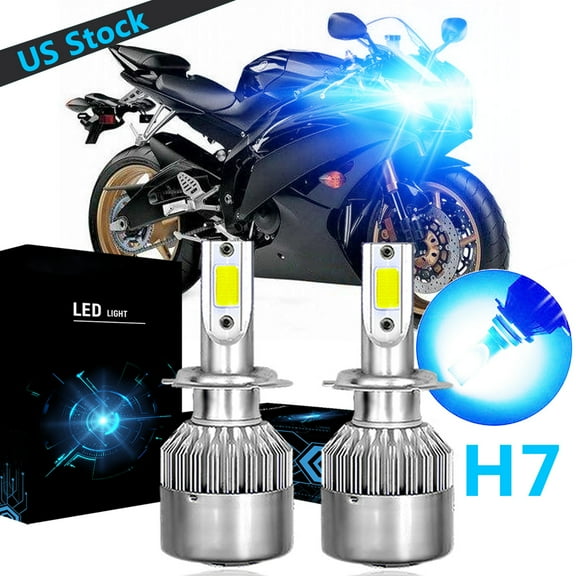 SHENKENUO Ice Blue H7 LED Headlight Bulb 55W C6 For Yamaha YZF-R6 2003-2015 YZF-R1 2007-2014,Pack of 2,C06