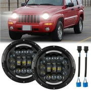 SHENKENUO PAIR DOT 7 Inch LED Headlights DRL Turn Signal Combo For 2003-2007 Jeep Liberty