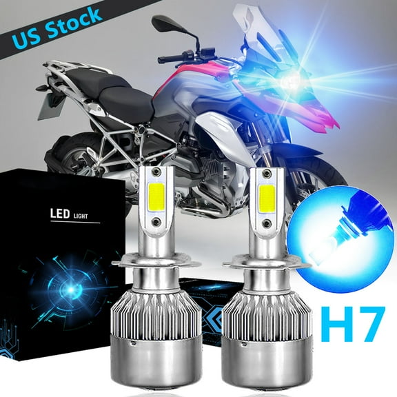 SHENKENUO for BMW R1200GS 2004-2015 Ice Blue H7 LED Headlight Bulb 8000K 55W High Power C6 ,Pack of 2,C09