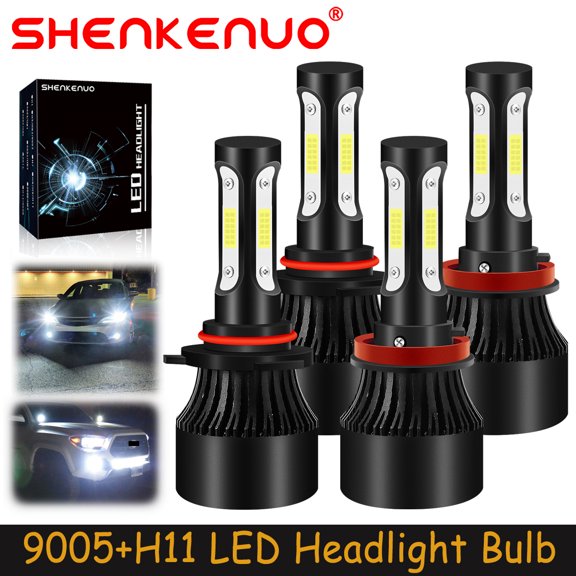 SHENKENUO for Volvo VN VNL VNM Truck 630 670 730 780 2015 - 4Side LED Headlights Bulbs High Low Beam,9005+H11,6000K White,Pack of 4,C07