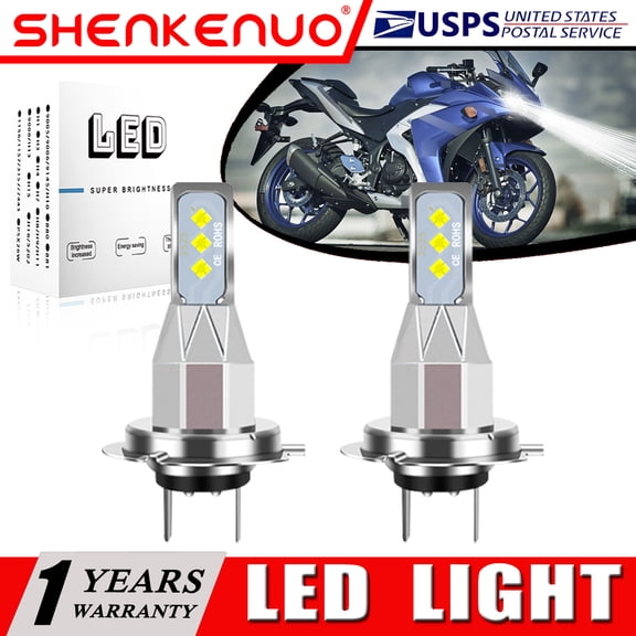 SHENKENUO for Yamaha YZF R3 2015-2017 2X H7 LED Headlights Bulb 55W High Power 6000K White,Pack of 2,C25