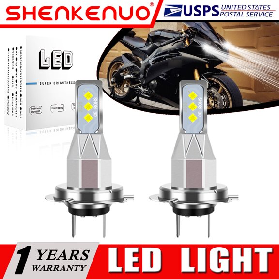 SHENKENUO for Yamaha YZF R6 1999-2016 2X H7 LED Headlights Bulb 55W High Power 6000K White,Pack of 2,C01