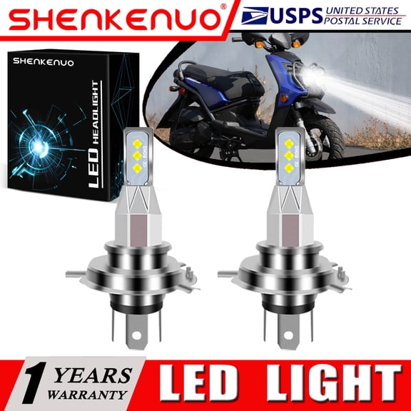 SHENKENUO for Yamaha Zuma 125 YW125 2009-2015 - 2X 9003 H4 LED Headlights Bulb 6000K White,Pack of 2,C16