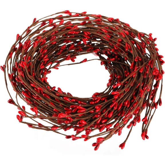 SHENSHA 128 Feet 60 PCS Red Pip Berry Garland, Ply Pip Berry Garland for Christmas Craft Decor or Celebrations Embellishing