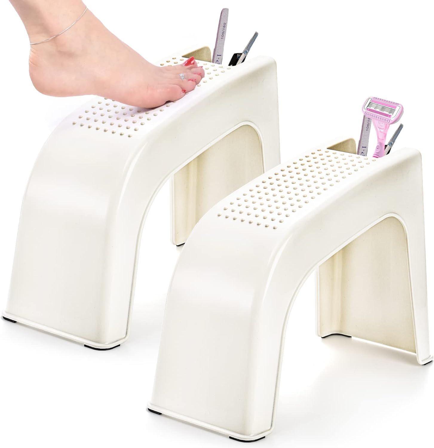 SHENSHA 2 Pack Shower Foot Rest, Easy Pedicure Foot Rest Stand, Shower