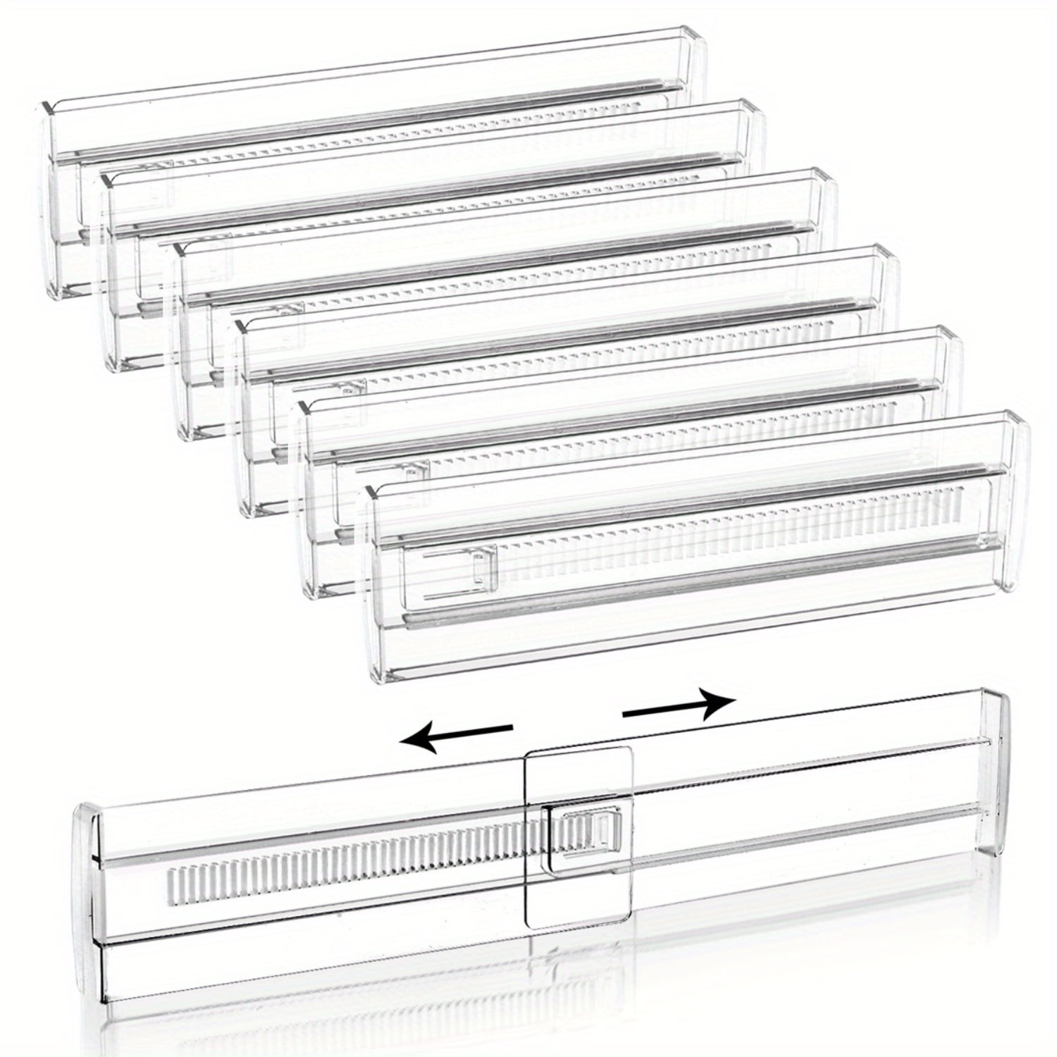 SHENZHENHFUKJ Securely lock in place the 6pcs Clear Expandable Drawer Dividers with Foam Pad for