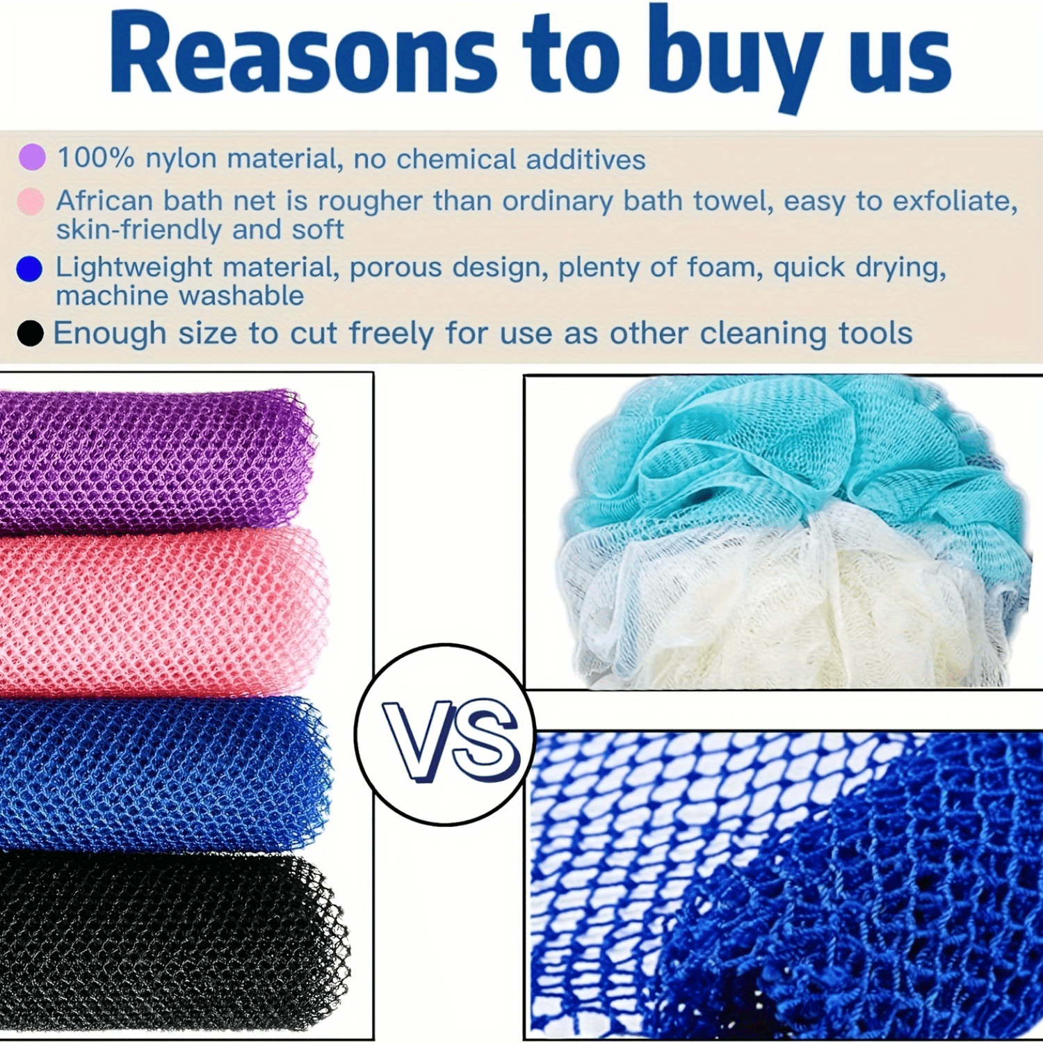 SHENZHENXULIZX Luxurious African Exfoliating Nylon Bath Sponge Net for ...