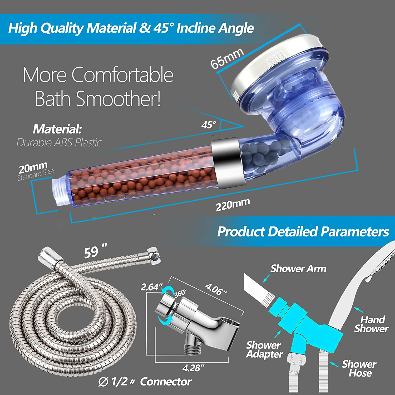 SHENZHXULIZX High Pressure PHANCIR Shower Head with Handheld Eco Spa