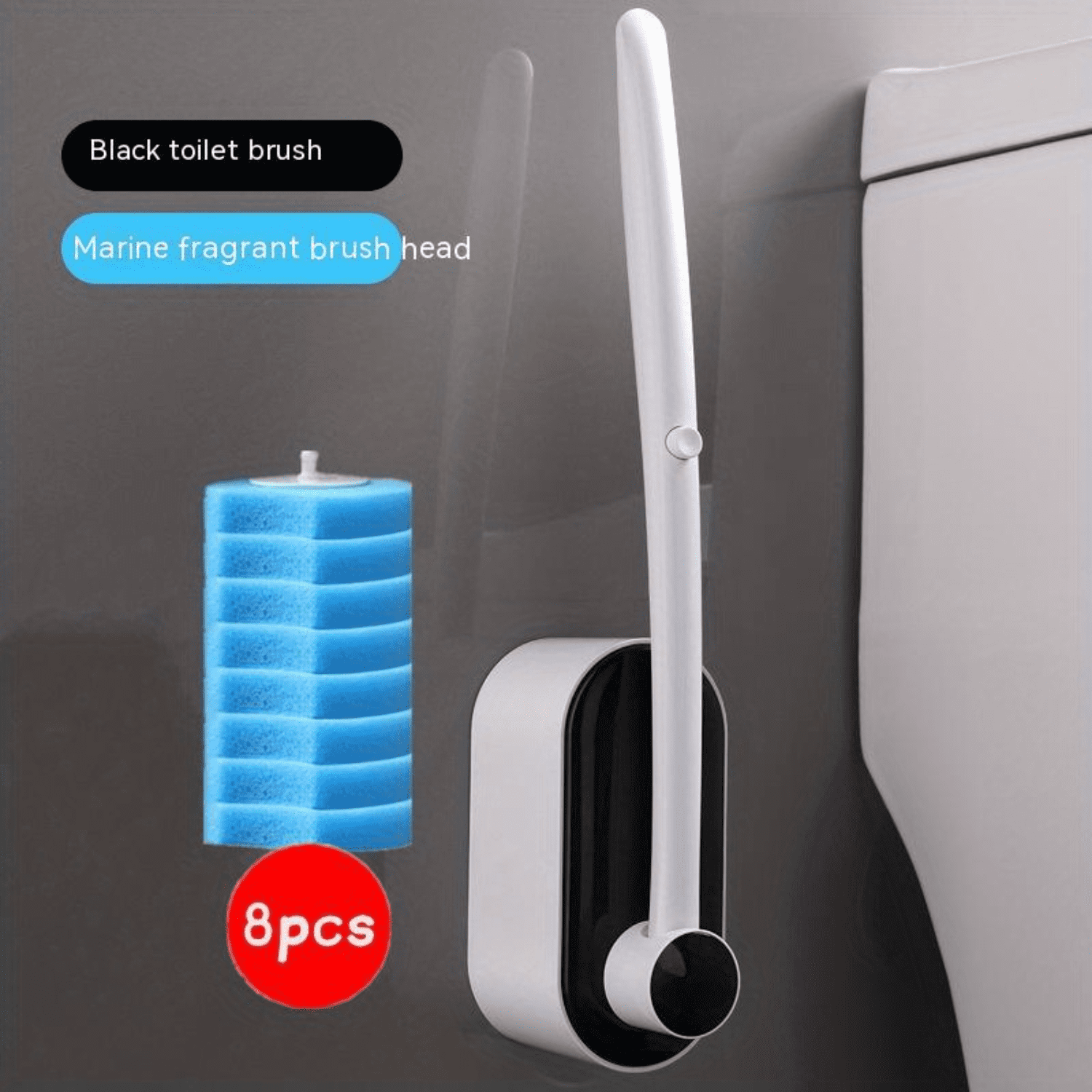 SHENZHYIQIMR Disposable Toilet Brushes Set with 8 Bonus Brush Heads for