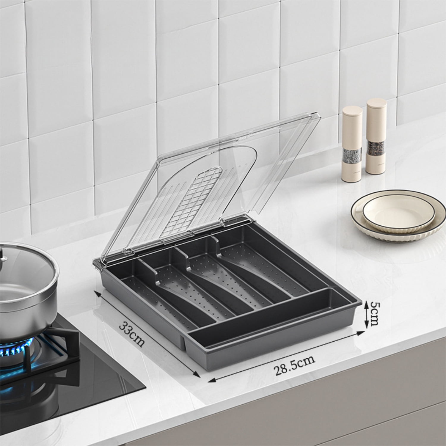 SHENZHYIQIMR Plastic Cutlery Drawer Organizer with Divider Fork Spoon