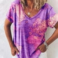 thumbnail image 1 of SHEOWO T-Shirts V Neck Short Sleeve Womens Tops Casual Print Loose Tee, 1 of 6