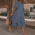 thumbnail image 1 of SHEOWO Women Autumn O-neck Pure Color Pendulum Dress Casual Swing Half Sleeve Dress Plus Size New Vintage Summer Dress, 1 of 6