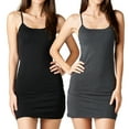 thumbnail image 1 of SHEOWO 'Women & Juniors Solid Plain Spaghetti Strap Camisole Mini Dress Tank Top (2PK: BLACK/CHARCOAL, Medium)', 1 of 4