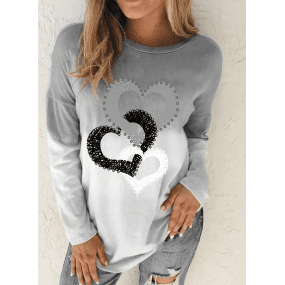 SHEOWO Women Tie Dye Unique Style Top Shirt Pullover Tie Dyed Gradient Printed Round Neck Loose