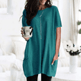 thumbnail image 1 of SHEOWO Womens Solid Color Short Sleeves Round Neck Oversized Shirt High Low Blouse Tunic Tops Casual Pocket T-shirt Blouse, 1 of 6