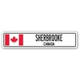 thumbnail image 1 of SHERBROOKE CANADA Street Sign Canadian flag city country road wall gift, 1 of 5
