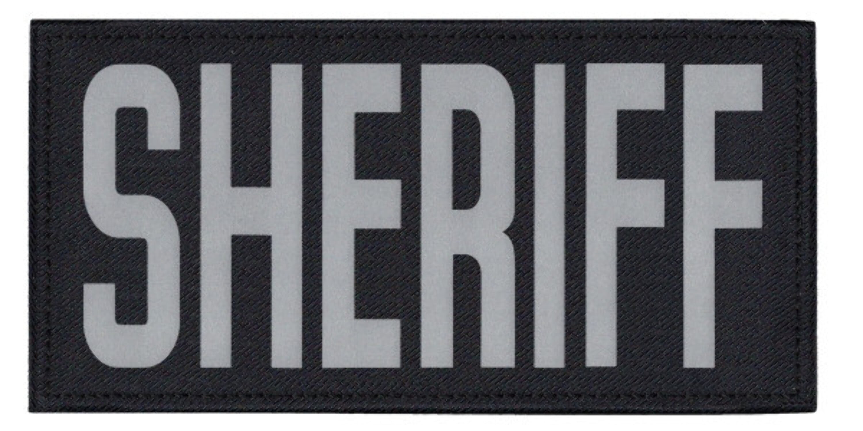 SHERIFF, Back Patch, Printed, Reflective, Hook w/Loop, Tactical,  Silver/Midnight, 11x5-1/2 