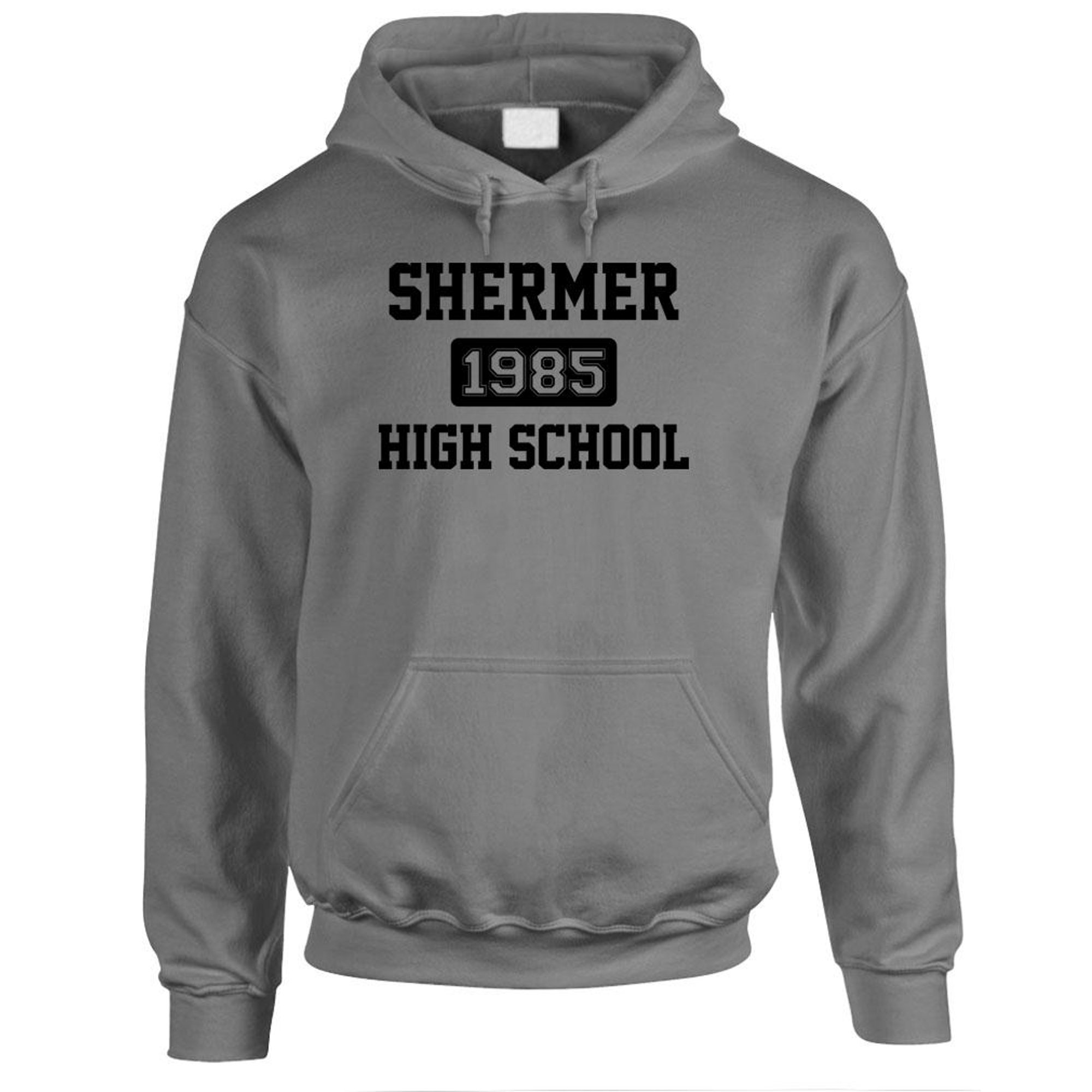 SHERMER HIGH School - Funny Breakfast Joke - Fleece Pullover Hoodie  (Large,Charcoal)