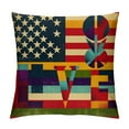 thumbnail image 1 of SHERONV American Flag LOVE Peace Symbol Graphic Decorative Cushion Throw Pillow Cover for Home Couch Living Room Sofa Square Printed on Both Sides 1PC 12x12in, 1 of 5