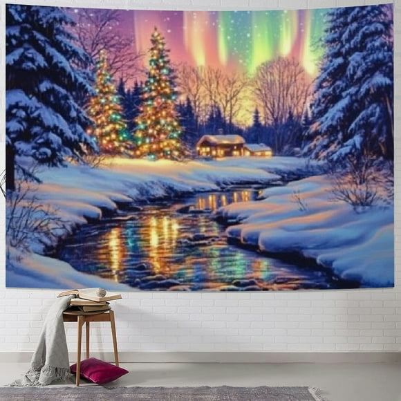 SHERONV Aurora Lights Tapestry Wall Hanging Unique Style Graphic Tapestries Home Wall Decor Art for Living Room Bedroom Apartment Farmhouse Dorm 40x30inch