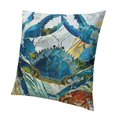 thumbnail image 1 of SHERONV  Blue Crab Coastal Premium Indoor/Outdoor Pillow Patio Decor Water Color Nautical Decoration Marine Life Accent Throw Pillow for Couch Sofa Chair   12x12in, 1 of 5