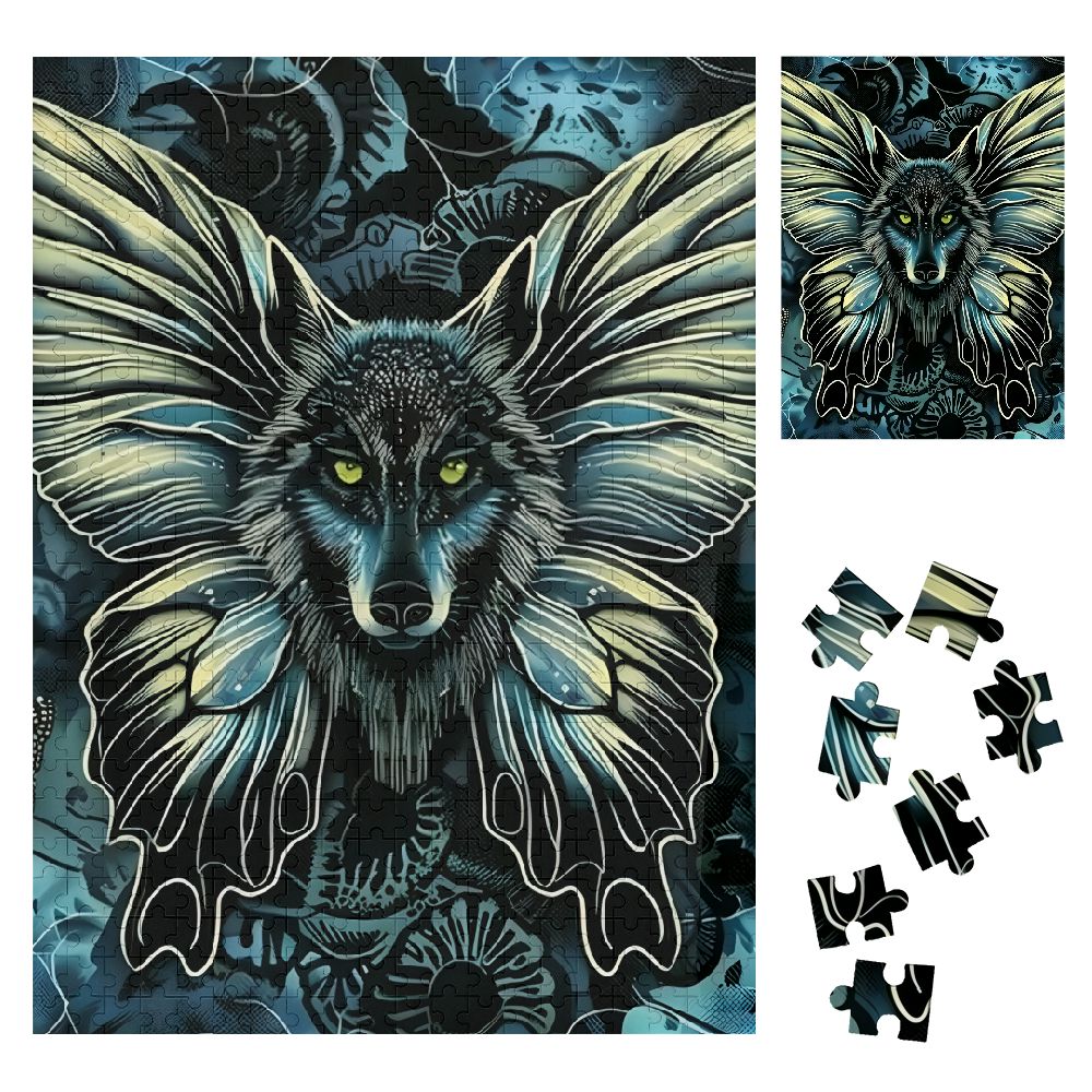 SHERONV Butterfly Wolf Gothic Art Wooden Jigsaw Puzzle Verticle Leisure ...