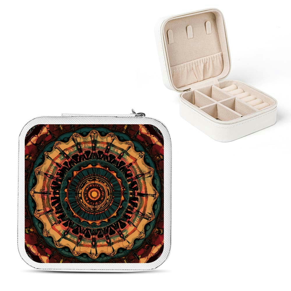 SHERONV Circular Design Digital Art Jewelry Storage Box Travel Case ...